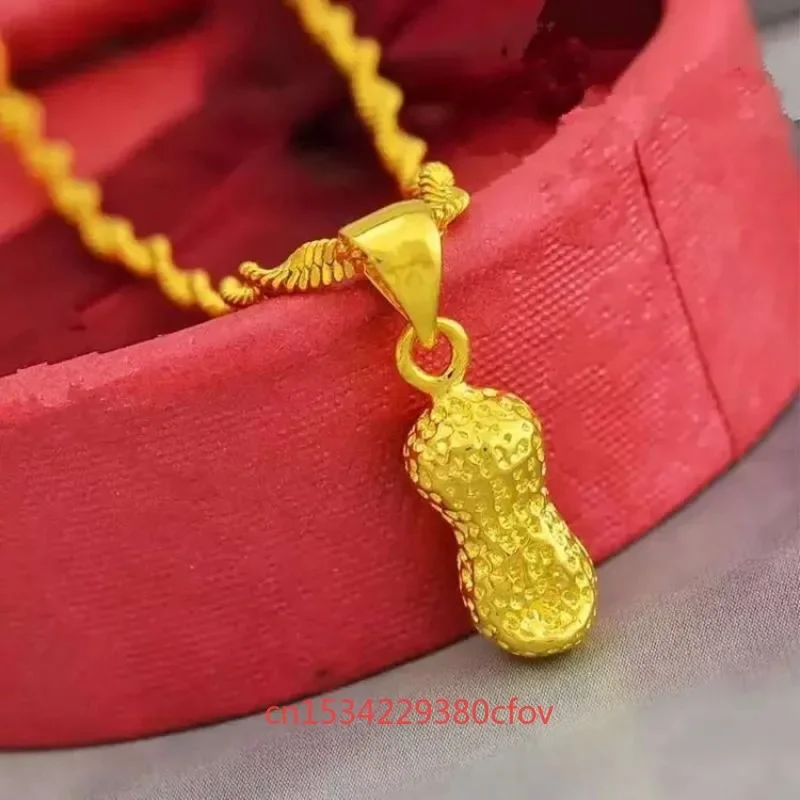 Luxury fashion improvement gold peanut necklace female longevity fruit pendant jewelry for girls gift