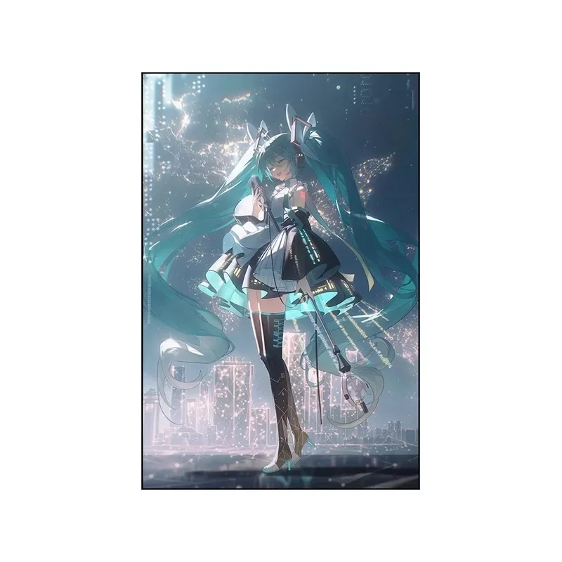 Frameless canvas paintings,1pc frameless Hatsune Miku Canvas Wall Art HD Poster Virtual Singer Anime Print For Home Bedroom Room