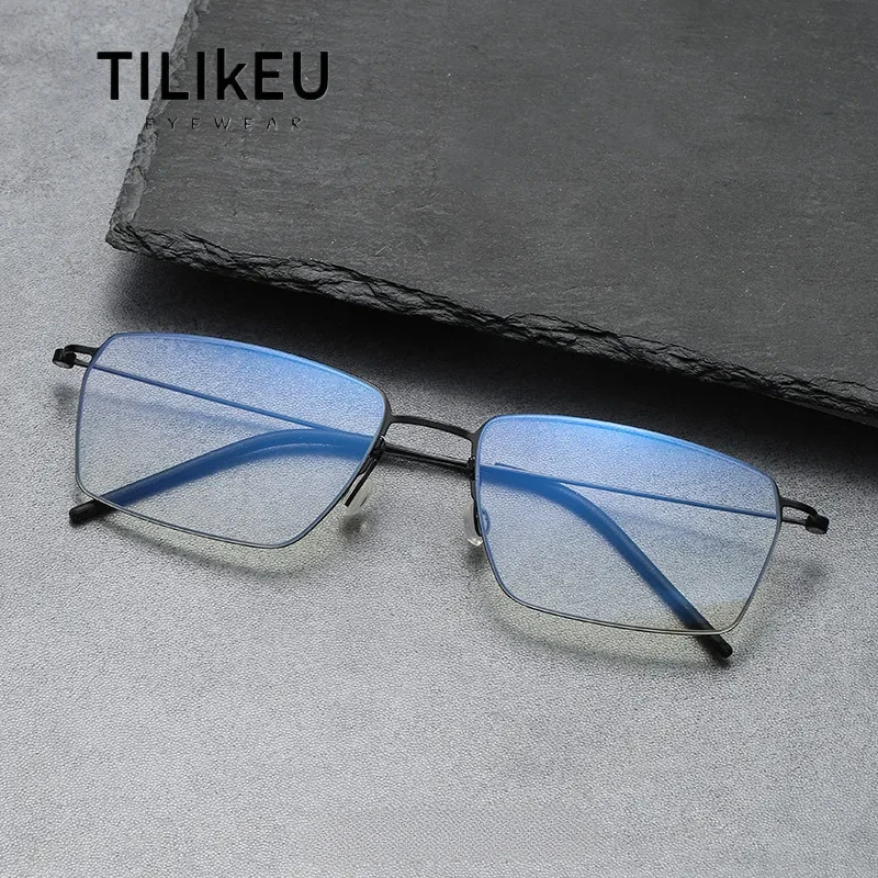 

New Ultra Light Screwless Eyewear Frame Denmark Pure Titanium Anti-blue Ray Glasses Rectangular Retro Men Women Eyeglasses Frame