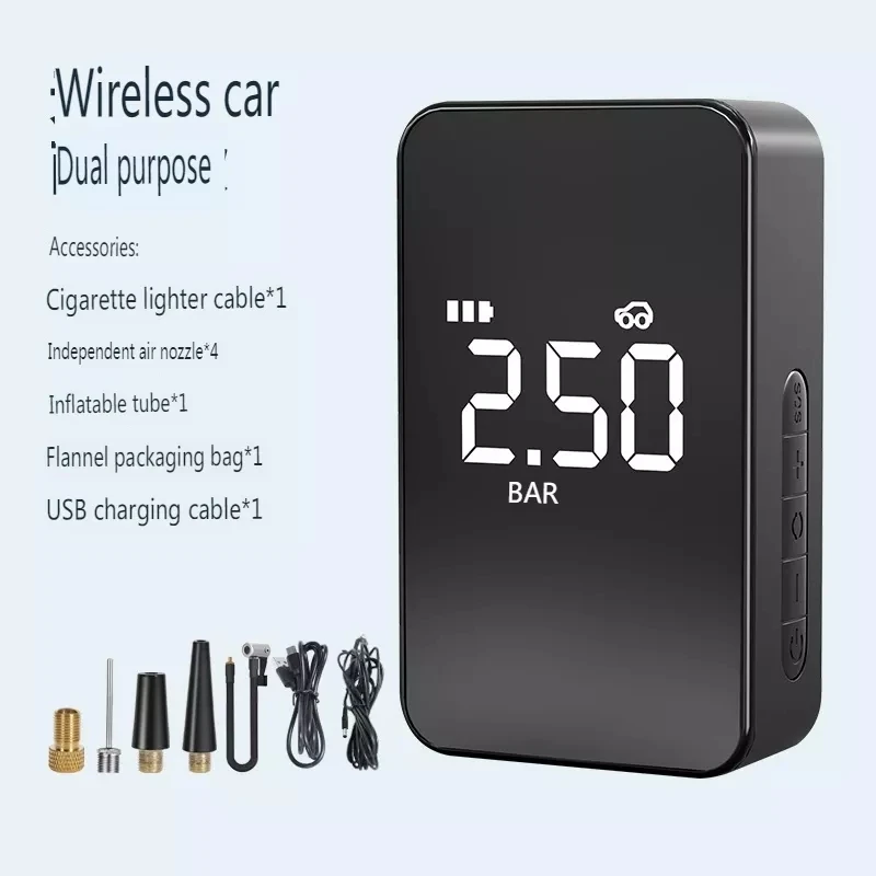 

Car Intelligent Digital Display Mini Portable Air Pump Multifunctional Lighting Tire Pressure Detectors Inflatable Accessories