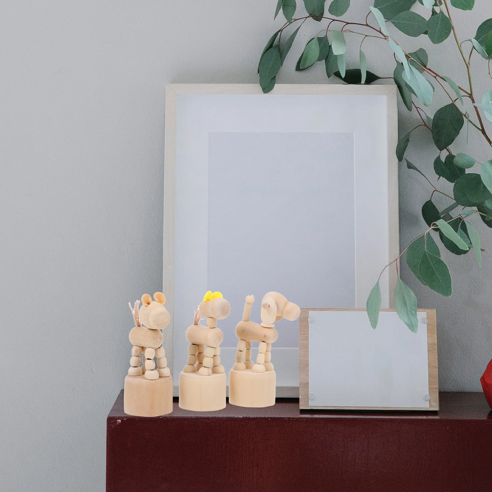 3 szt. Drewniane figurki psów do samodzielnego malowania, bezpieczne rękodzieło dla dzieci, kreatywne ozdoby na biurko.