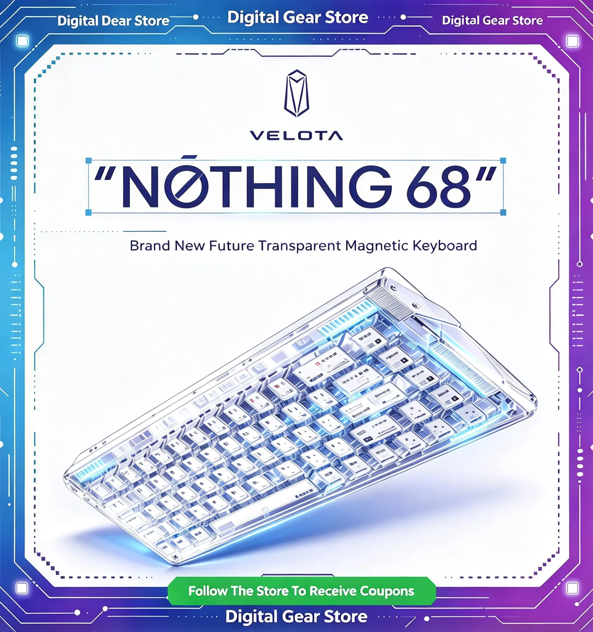 Teclado Gamer ATK VELOTA NOTHING 68 com Fio, Switch Magnético de Modo Único, 68 Teclas, Teclado de Alta Qualidade para E-sports, para Gamers de PC