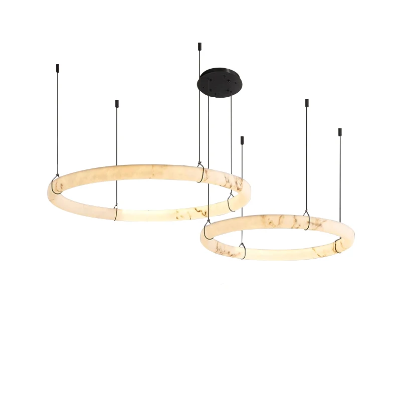 Led 2026 Newly Design Imitation Marble Ceiling Pendant Lamp Round Big Light Fixture for Living Room Villa Apartment Ceiling Deco