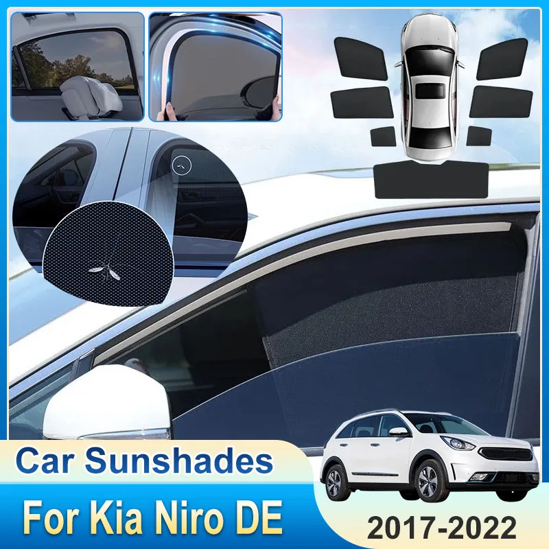 

For Kia Niro 2017 Accessories DE 2018-2022 Car Window Windshield Curtains Anti-UV Ray Covers Magnetic Sunshades Car Accessories