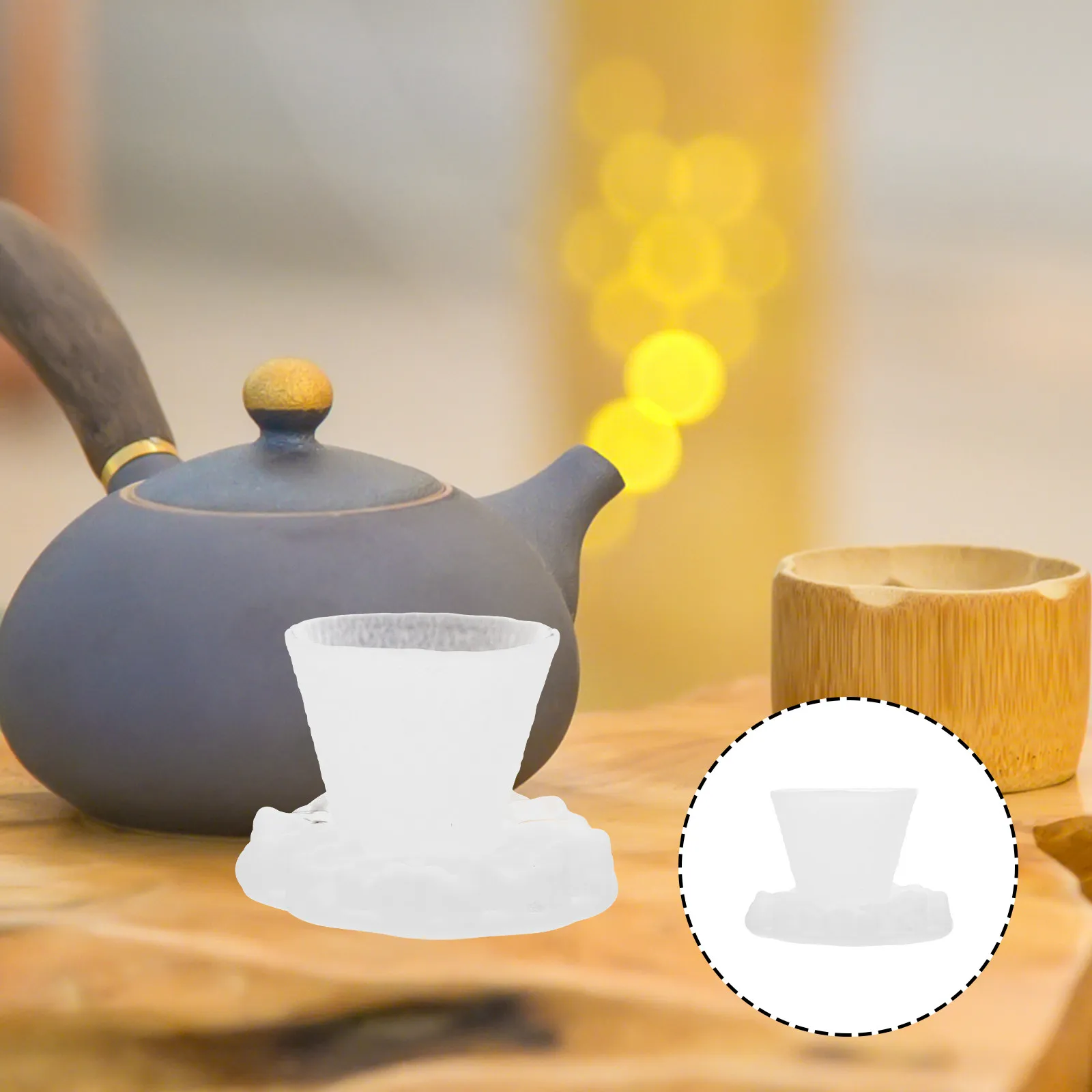 

1 Set Frosted Coaster Tea Cup Set Simple Elegant Glass Teacup for Home Tearoom Kungfu Tea Drinking Cup Kit Glass Teacup
