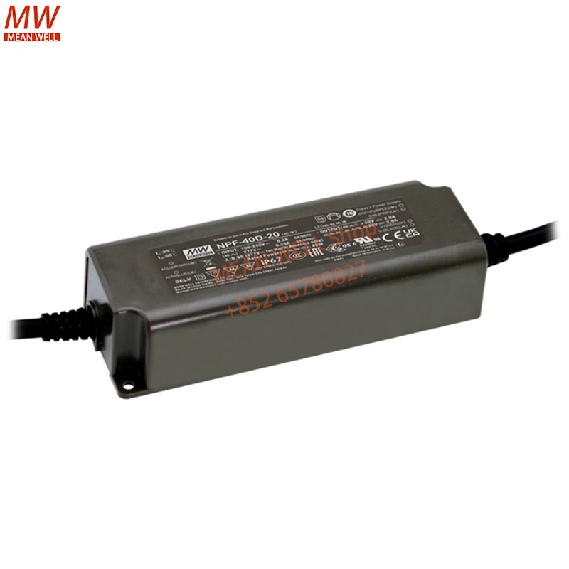 MEAN WELL Waterproof Power Supply 40W Single Output LED Driver NPF-40D-12 NPF-40D-15 NPF-40D-24 NPF-40D-36 NPF-40D-48 NPF-40D-54