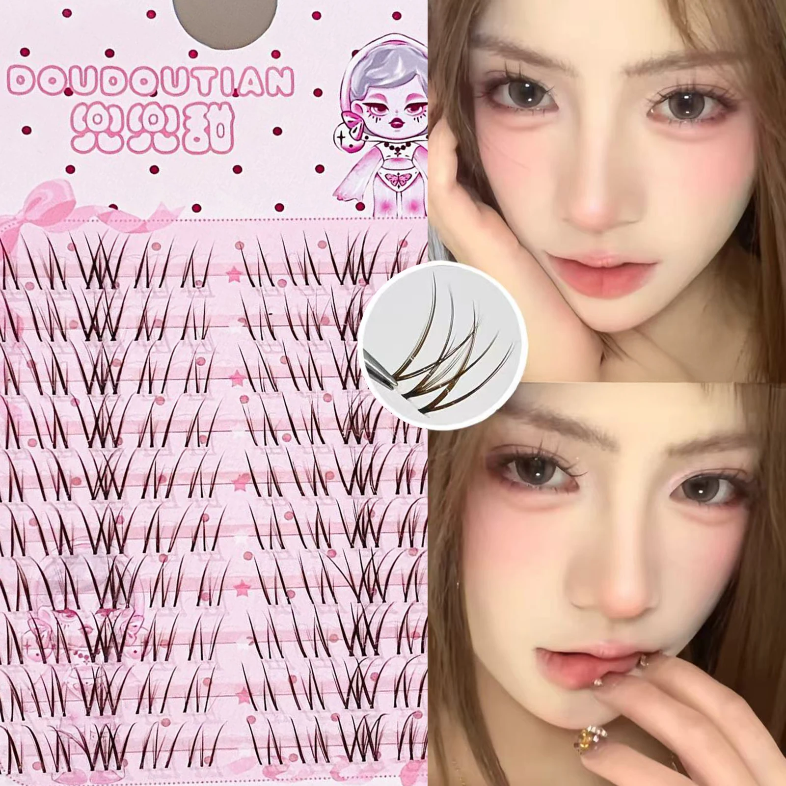 Doce marrom magnólia cílios postiços natural arejado estilo mangá cílios postiços para olhos asiáticos iniciante amigável cílios à prova dwaterproof água