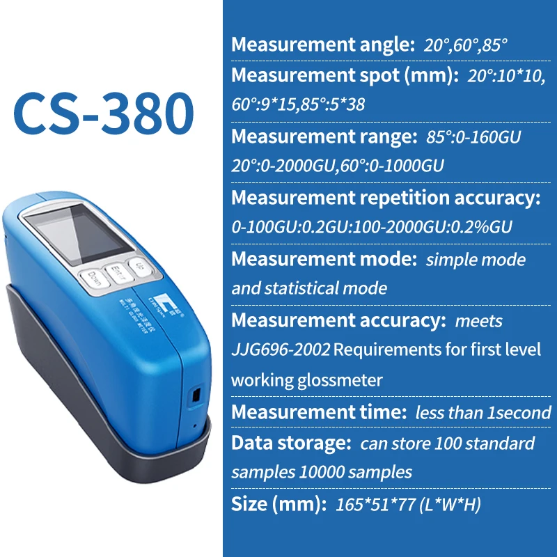 Multi Angle Gloss Meter Couro Pintura Plástica Material de Impressão Superfície Gloss Tester Cs380