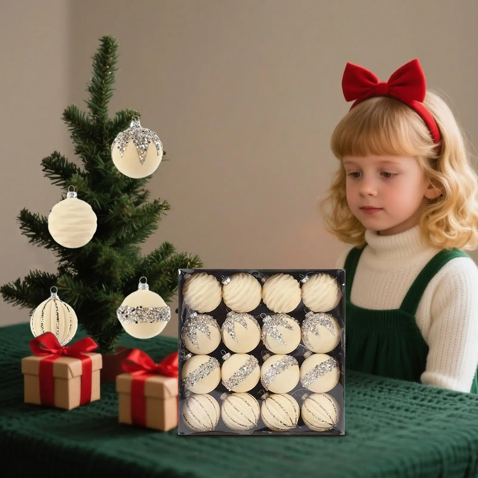 

Бархатные рождественские шары, 16 шт., праздничный шар, подвеска 2,36 дюйма, бархатное рождественское украшение со стразами для домашней праздничной вечеринки