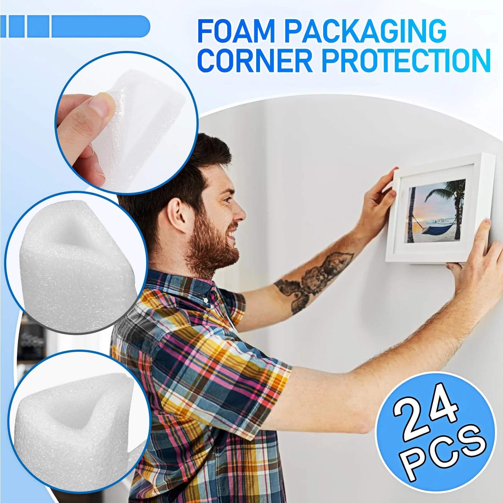 24 pcs Pearl Cotton Corner Protectors L-Shaped Heavy Duty For Moving Shipping Furniture Carton Packaging Binding Supplies