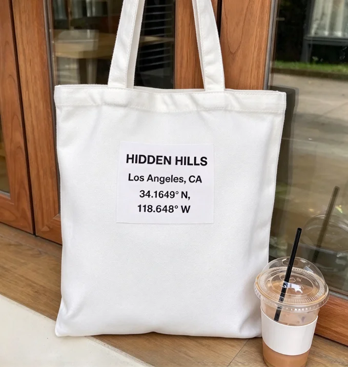 2026 new Best‑Seller‑Trending‑Minimalist‑Location‑Coordinates‑Typography Print High‑Quality Canvas Tote Bag