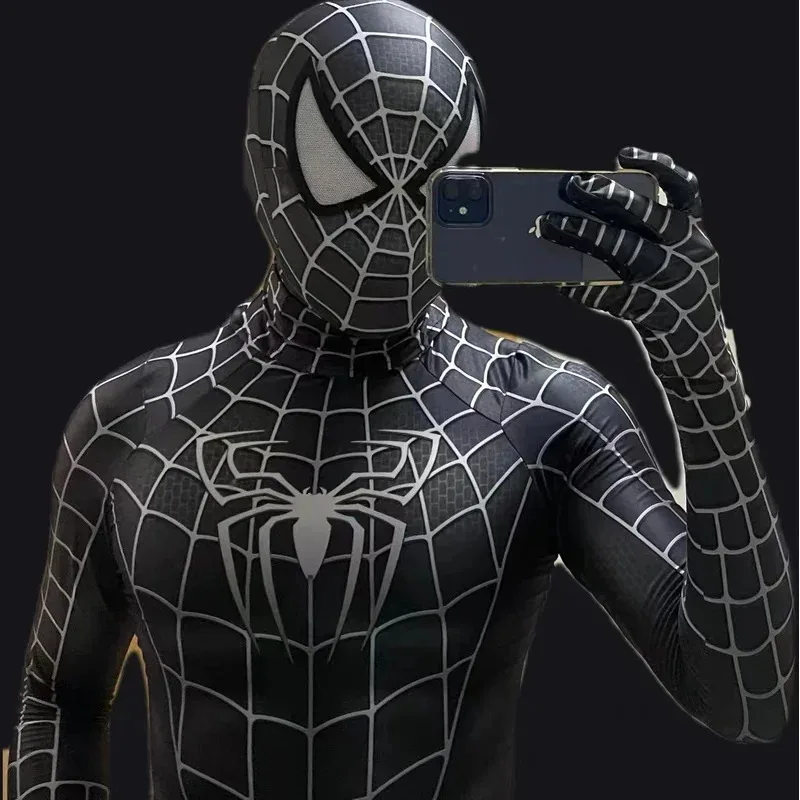

Halloween men spidercosplay black raomi cosplay costume venom sychote raomi suit Zentai adult kids bodysuit