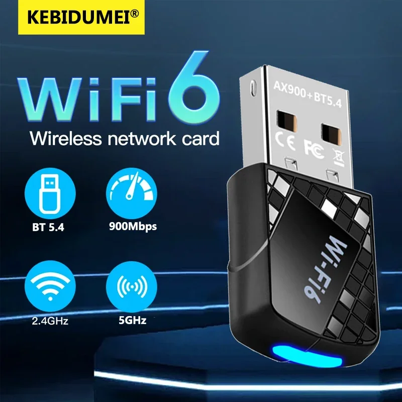 واي فاي 6 900Mbps بلوتوث 5.4 واي فاي USB محول بطاقة الشبكة اللاسلكية ثنائي النطاق 2.4G 5 جيجا هرتز واي فاي Lan دونغل استقبال سائق مجاني