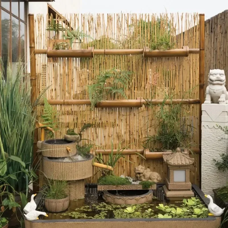 Bamboo fence anticorrosive outdoor partition screen, fish pond landscaping wall decorative ornament