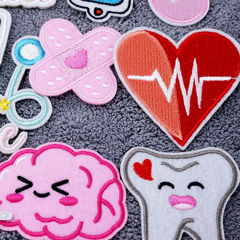 Nurses Mask Hospital Patches Cloth Embroidered Applique Sewing Clothes Apparel Decoration Patch Iron on Stickers