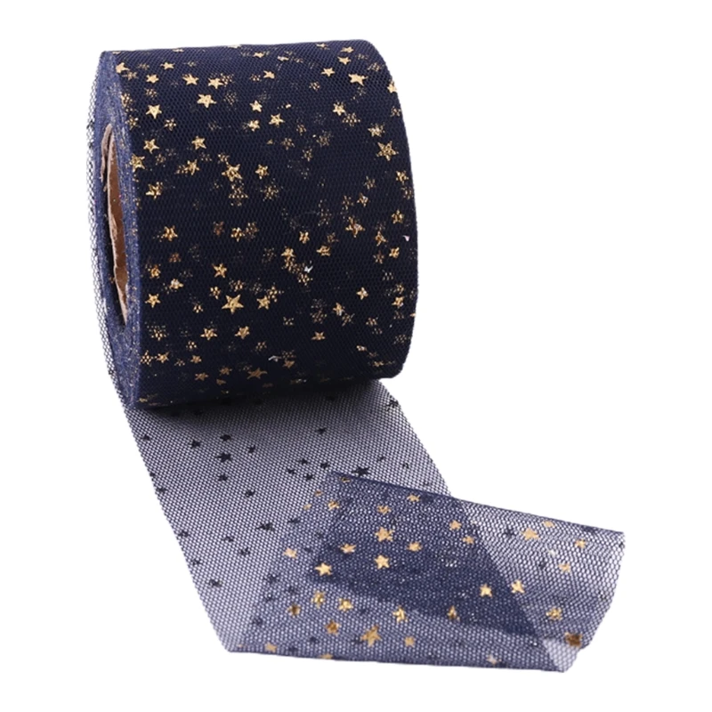 Ribbon 25yards/roll 6cm Colorful Golden Star Pattern Tulle Roll