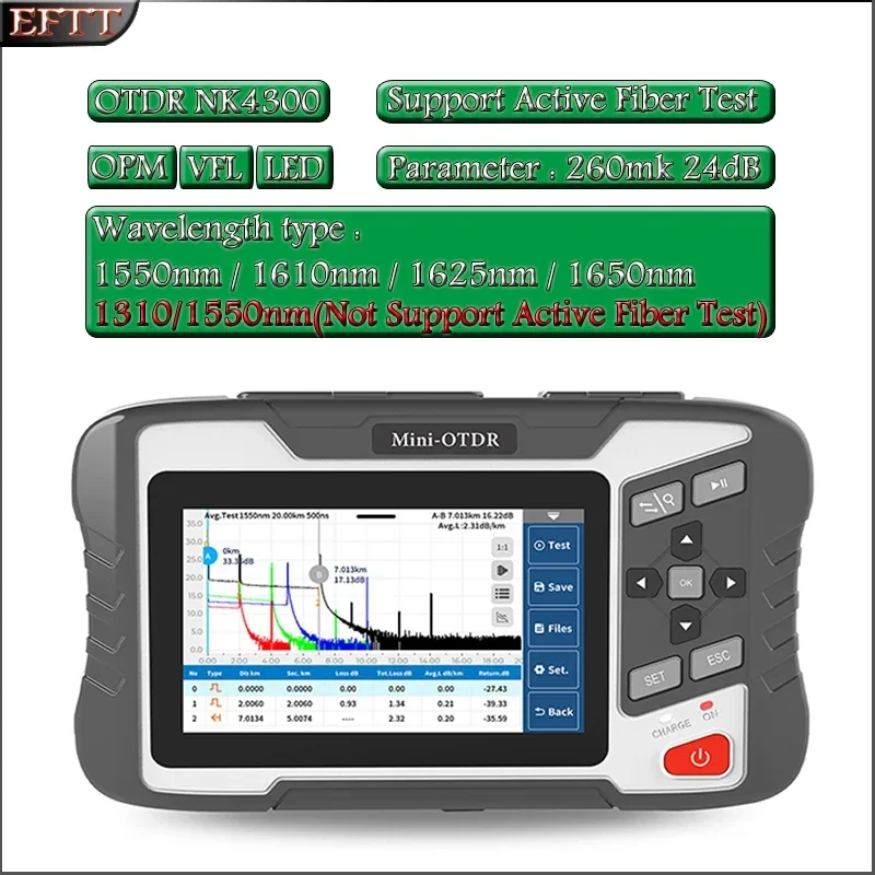 NOVKER NK4300 OTDR Optical Time Domain Reflectometer 1310/1550/1625/1650nm Active Fiber Live Test OPM OLS VFL Fiber Optic Tester