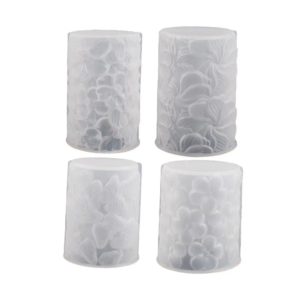 Crystal Epoxy Relief Flower 3D Cylinder Candle Mold Epoxy Resin UV Cake Resin Mold Easy to Demold Soap Mold Handmade