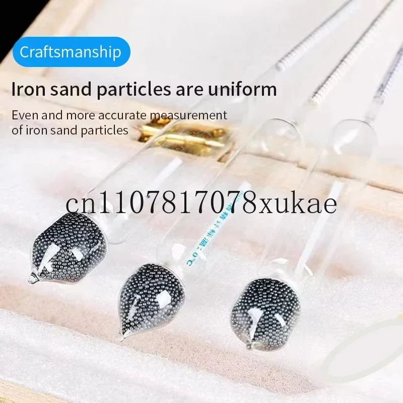 3pcs Wine Measuring Tool Set Vodka Whiskey Accurate Alcohol Concentration Meter Wooden Box Packaging 0-40%, 40-70%, 70-100%