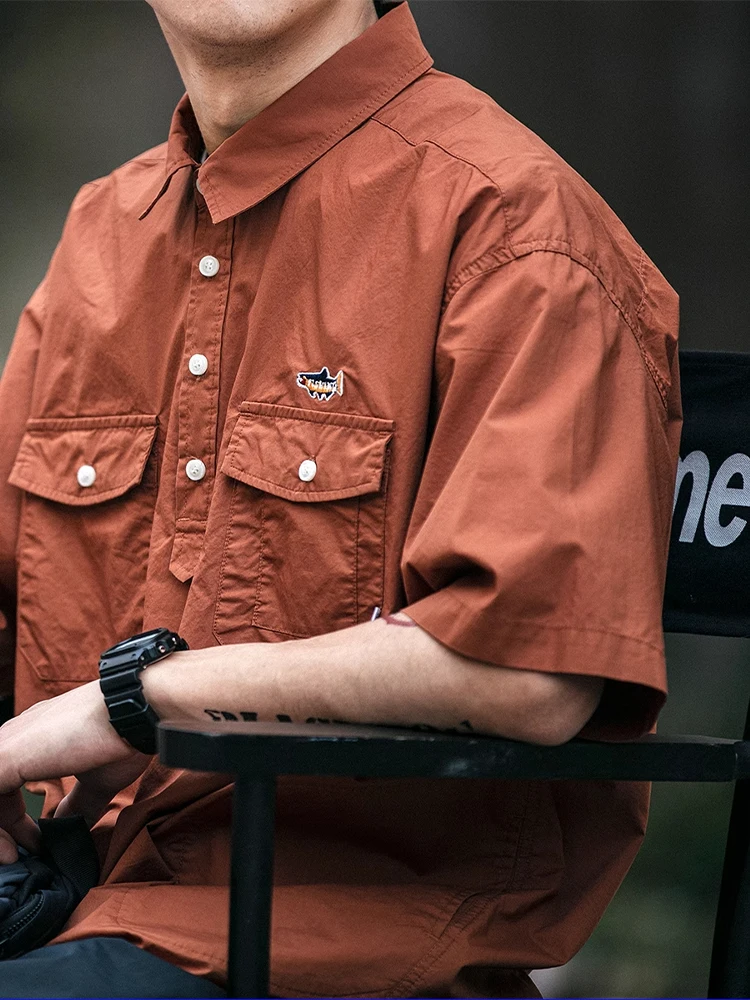 

Мужская летняя рубашка свободного кроя из чесаного хлопка: повседневная, модная, дышащая, премиум-класса