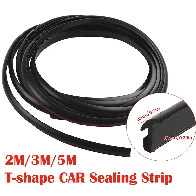 2M/3M/5M Car Rubber Sealing Strip T-shape Weatherstrip Draft Seal Strip Dust Reduce Noise Sealing Strips Bumper Lip Edge Sticker