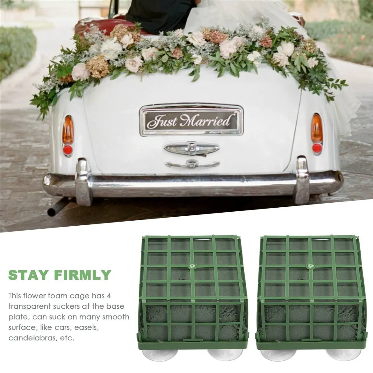 【HOT N07R】 4Pcs Floral Foam Cage Flower Holder with Floral Foam and Suction Cup for Wedding Table Centerpiece Floral Arrangement
