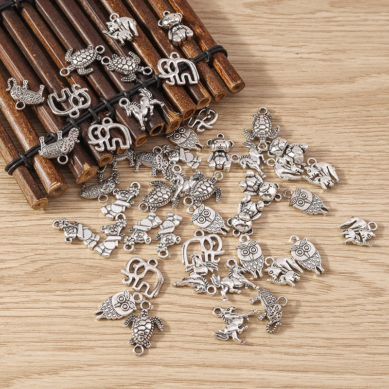 Tusember 20 Stück Legierungs-Anhänger in Form von Eule, Bär, Elefant und Pferd für Schmuck, Halsketten, DIY-Armbänder, Ohrringe, Zubehör und Bastelarbeiten – Detail 1