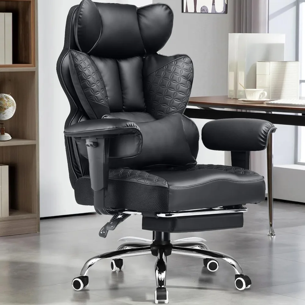 

Big and Tall Gaming Chair 400lbs Heavy Duty Office Chair with Foot Rest & Ergonomic Pocket Spring Lumbar Support, High