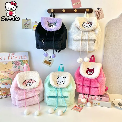 산리오 배낭 헬로 키티 봉제 가방, 쿠로미 백팩, 마이 멜로디 스쿨백, 포차코 봉제 메이크업 파우치, 여아용 가방, 도매  Best5