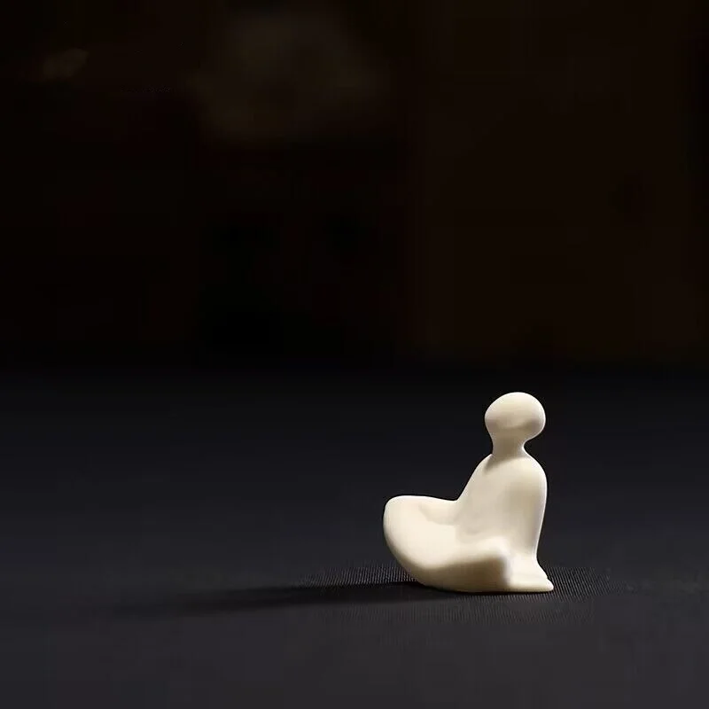 Chinese Dehua White Porcelain Handcraft Creative Buddhism No-phase Buddha Monk Sit Statue