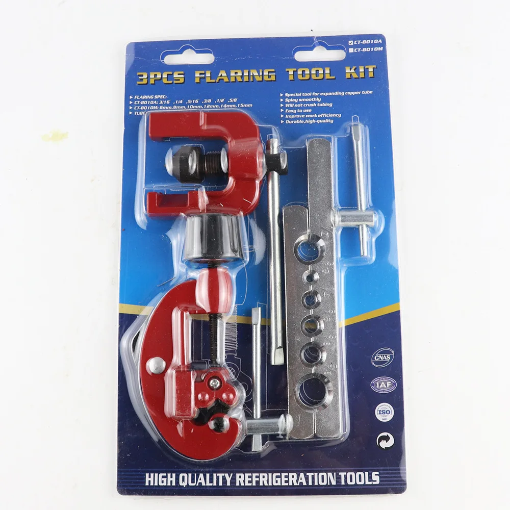 CT-8010 Tube Flaring Tool 3pcs Set Pipe Reamer Copper Tube Expander Tools