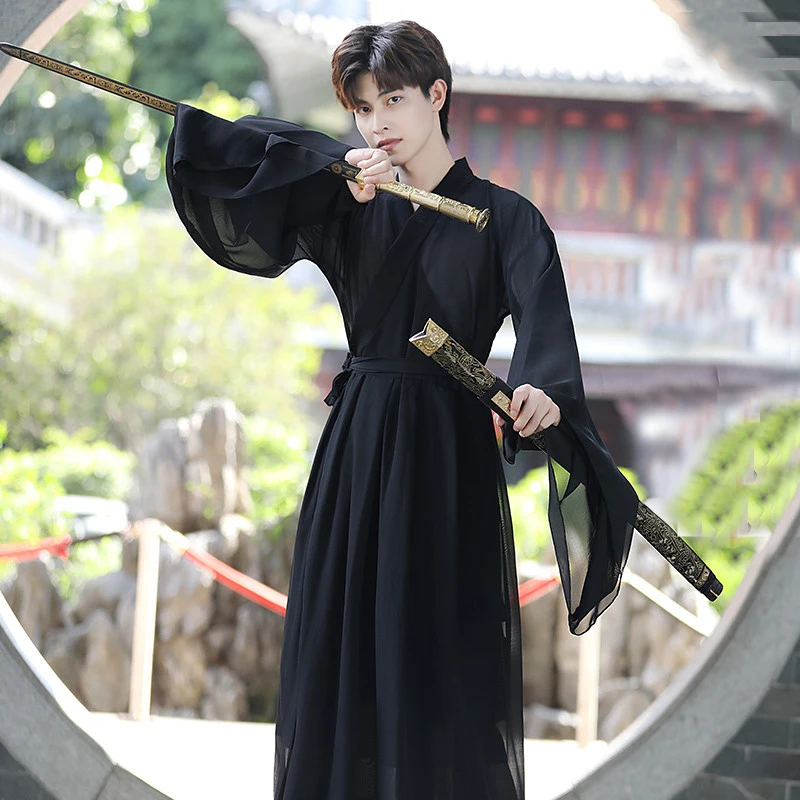Modern Hanfu Men Chinese Dress Kimono Cape Suits Chiffon Outfit Fairy Student Wuxia Costume Stage Dance Cosplay Performance Modern Hanfu Men Chinese Dress Kimono Cape Suits Chiffon Outfit Fairy Student Wuxia Costume Stage Dance Cosplay Performance
