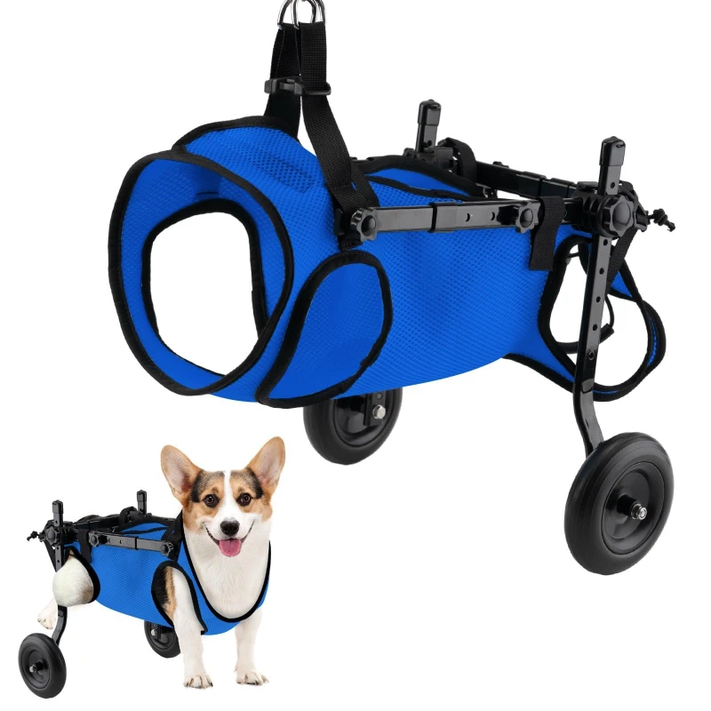 Pets Wheelchair Disabled Dog Walking Assistance Cart Adjustable Portable Puppy Wheelchairs Disability Dogs Leg Recovered Bracket