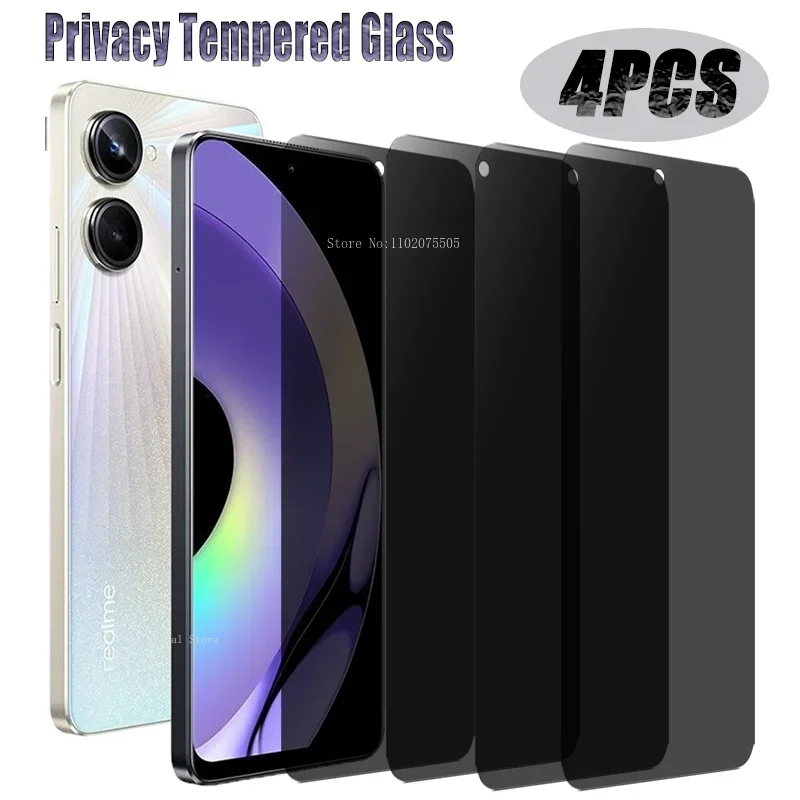 4Pcs Privacy Tempered Glass For Realme 10 11 9 8 7 6 Pro 5G 9i 8i Anti-spy Screen Protector For Realme C55 C21Y C31 C33 C25S C53