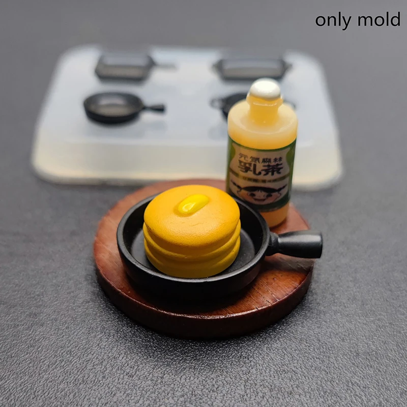 1Pc (only mold) Dollhouse Baking Tray Silicone Mold Dollhouse Mini Pan Model Dolls House Cooking Utensils Accessories