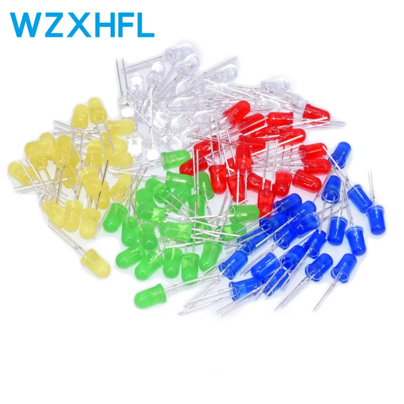 100 pz/lotto 3mm 5mm LED rosso verde giallo blu bianco F3 F5