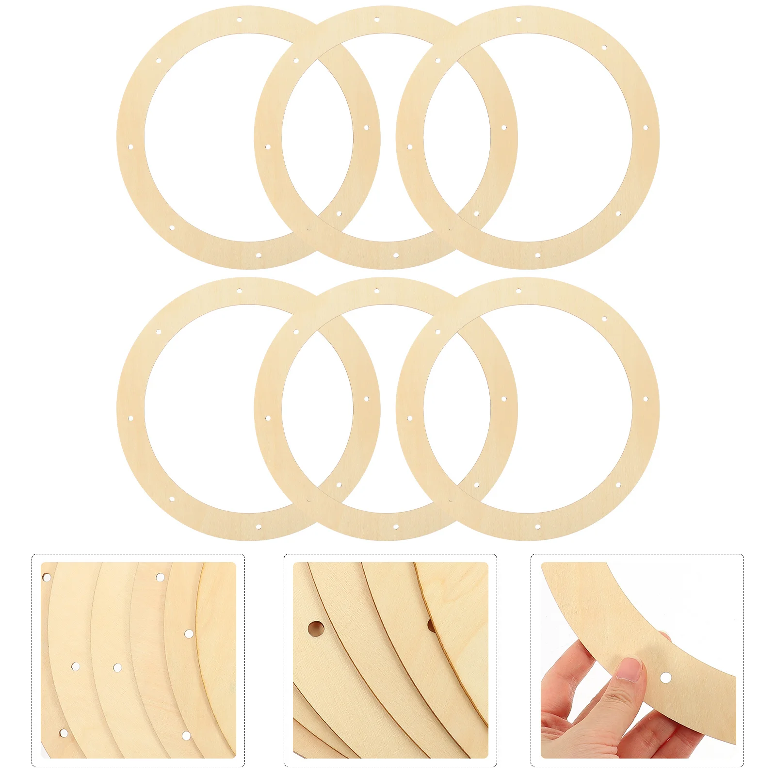 

6Pcs Wooden Wreath Frames for DIY Flower Wreaths Easy to Decorate Fine Craftsmanship Various Events Unfinished Wood Rings