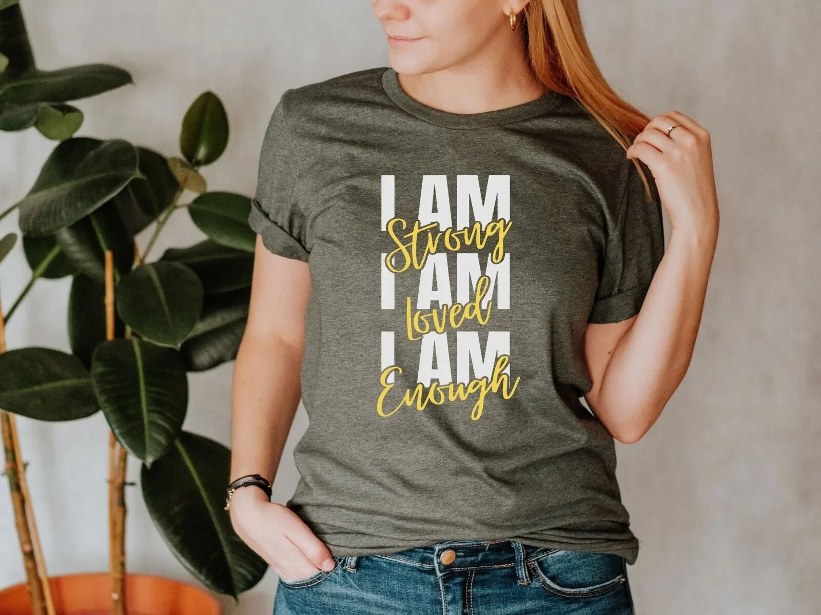 Motivational T Shirt I Am Loved Strong Enough Confident Women Inspirational Empowerment