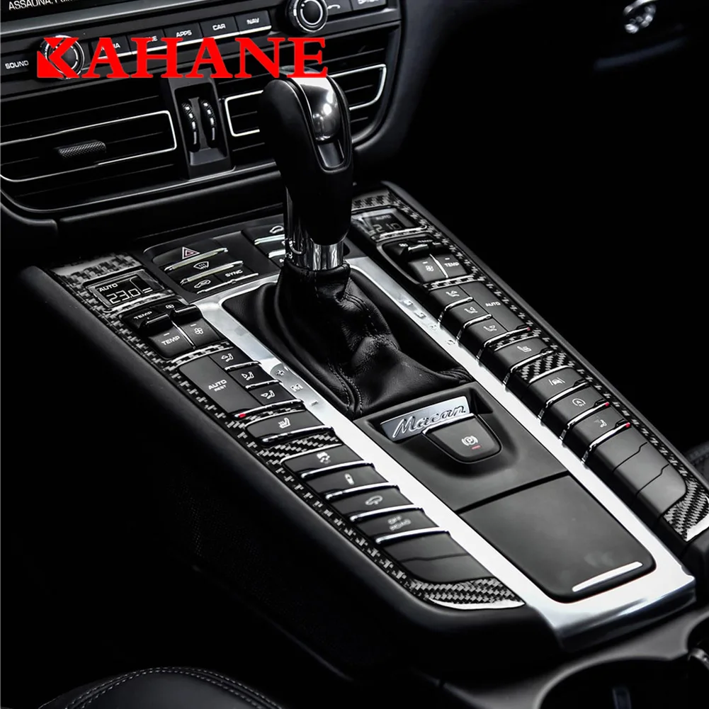 For Porsche Cayenne Macan 2014 2015 2016 2017 2018 2019 Carbon Fiber Sticker Car Console Gear Shift Panel Decoration Accessories