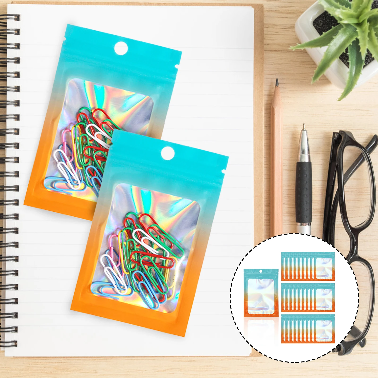 

100 Pcs Resealable Jewelry Storage Small Business Film Self Sealing Smooth Surface Write Words Clear Window Identify Items