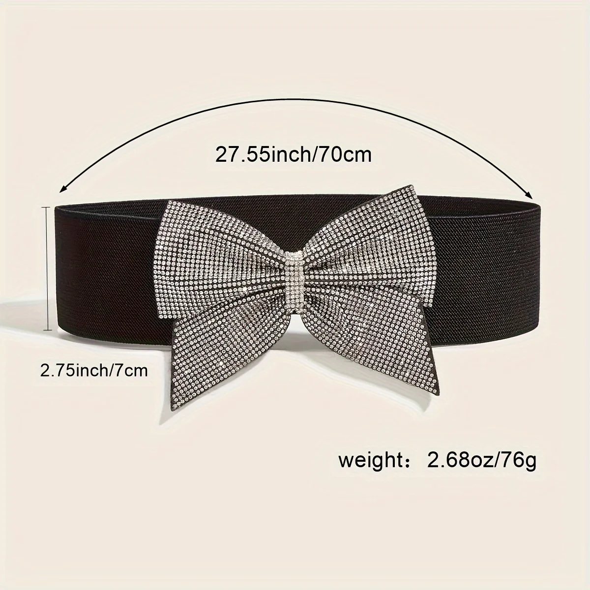 Rhinestone Bow Elastic Peplum Waistband Wide Wedding Party Dress Belts For Women Bling-Bling Corset