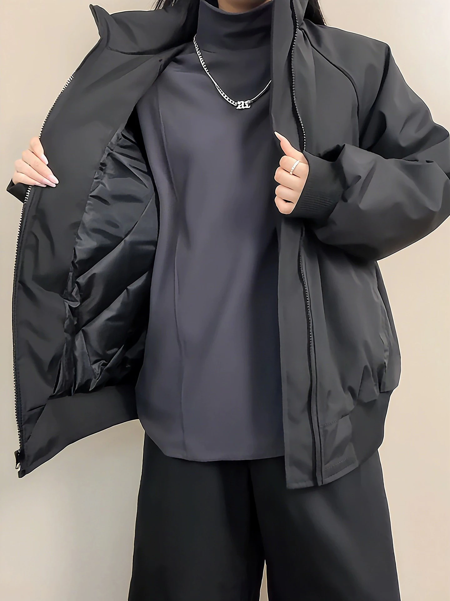 

Black Flight Jacket Cotton Workwear Thickened Winter Coat American Style Collar Short Cotton Clothes for Men Youth Fashion