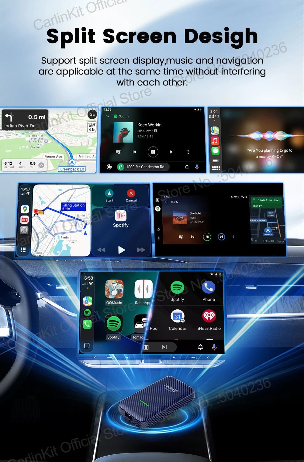 CarlinKit 4.0 CP2A 2-in-1 CarPlay Android Auto Wireless Adapter für kabelgebundene CarPlay-Fahrzeuge BT Wifi 5GHz Online-Upgrade Smart Car Box – Detail 7