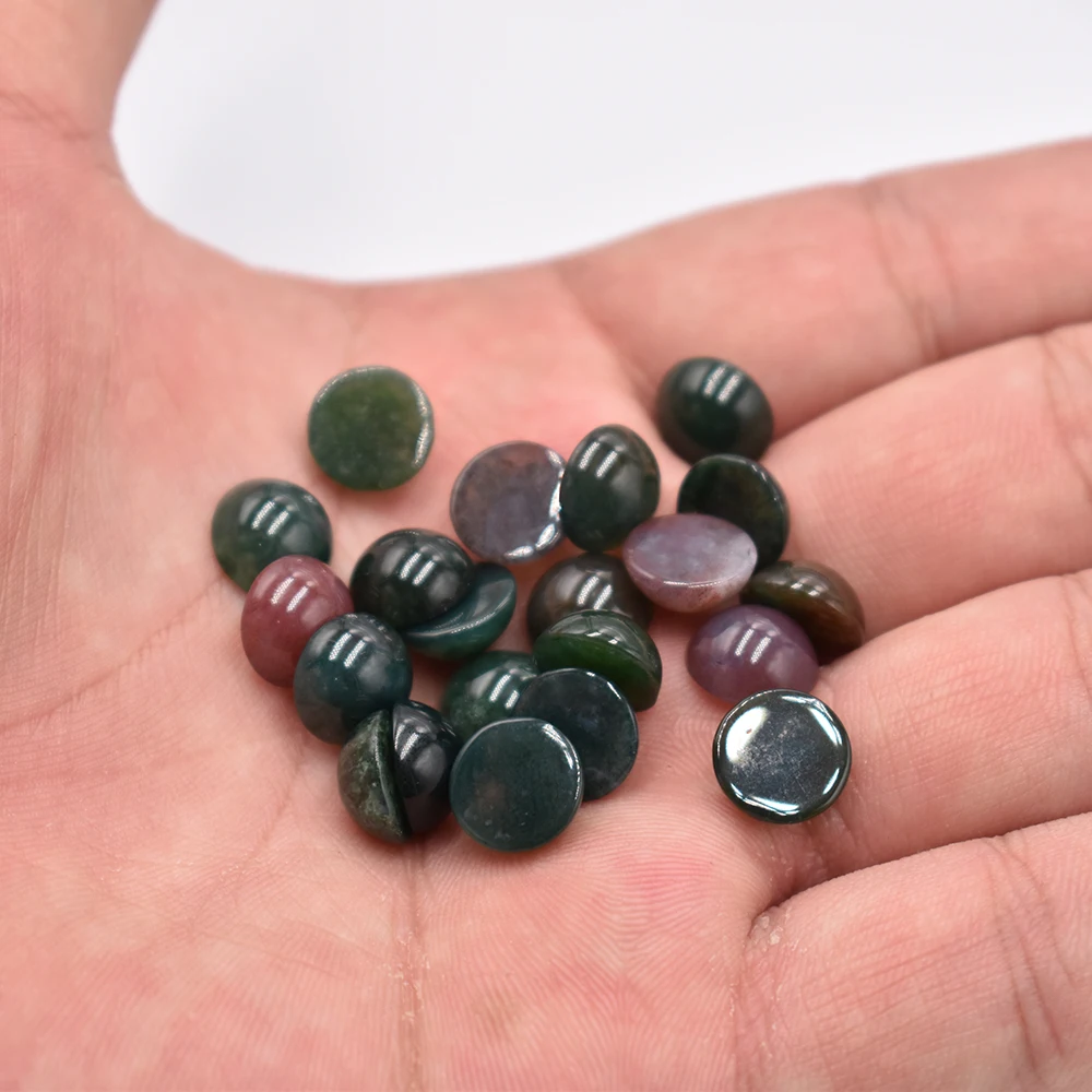 Großhandel 50 Stück/Lot Modische, hochwertige 10mm gemischte runde CAB-CABOCHON Natursteinperlen für Schmuckzubehör, kostenloser Versand – Detail 17