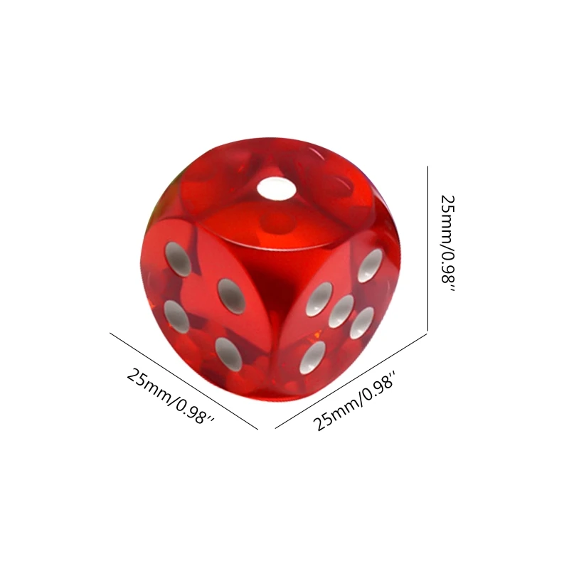 5Pcs Transparent Dice Crystal Dices 25mm 6 Sided Game Dice Set for Entertainment 25MM Transparent Dice Waterproof Crystal Dice