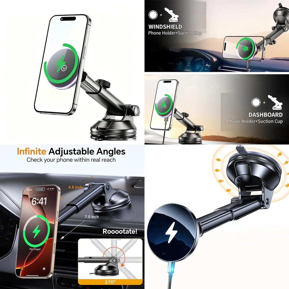2026 Hot Consumer Electronics Dashboard Car Phone Holder Magnetic Wireless Car Charger Fast Charging New Chargers Adapters