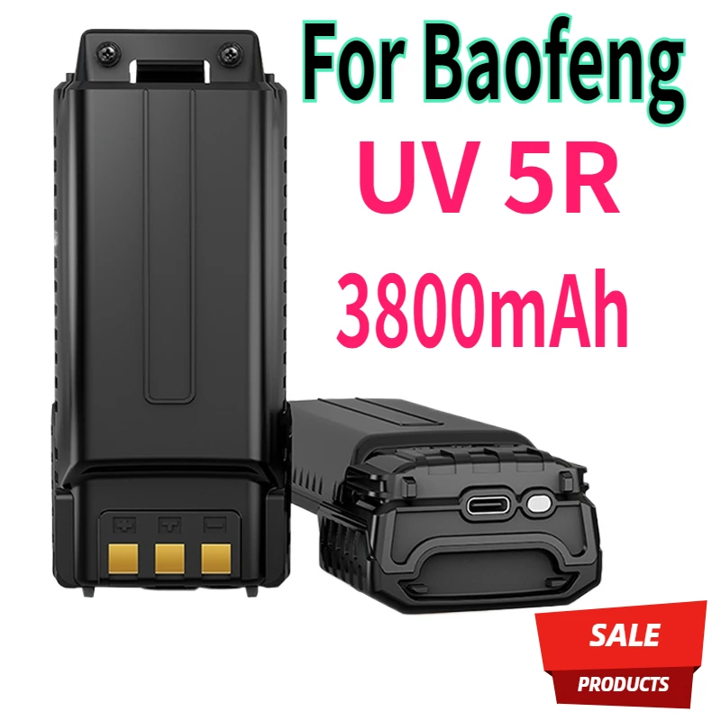 For Baofeng UV 5R Enlarger Battery 7.4V 3800mAh Type-C UV-5R Walkie Talkie Li-ion Battery For UV-5RA UV-5RE BL-5L Two Way Radio