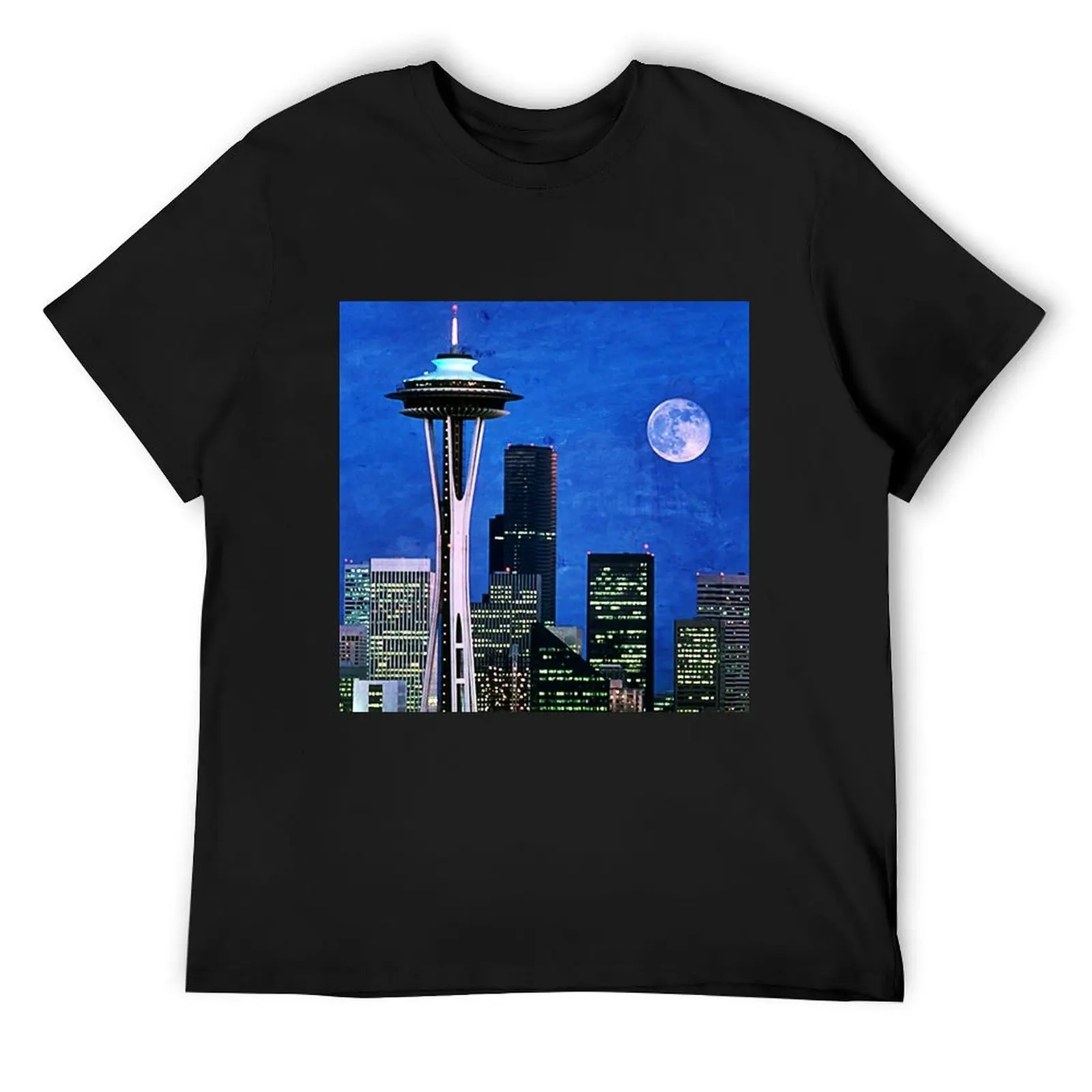 Футболка Blue Seattle Space Needle, баскетбольные футболки с рисунком, мужские рубашки, мужские рубашки