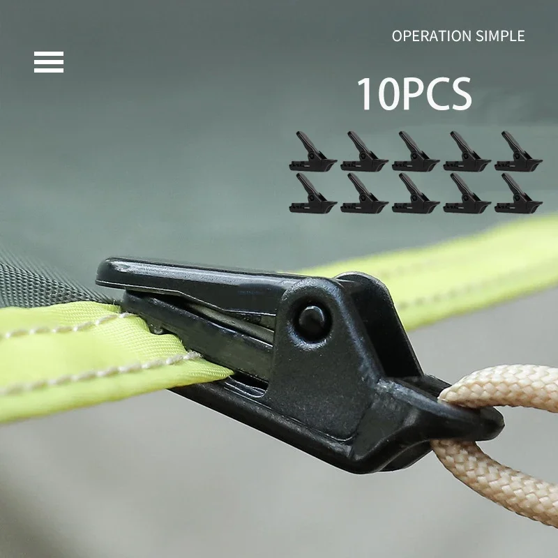 10Pcs Outdoor Tarpaulin Clips Camping Tents Awning Wind Rope Clamp Equipment Plastic Clip Buckle Fixed Jaw Grip Hook Accesorios image 3
