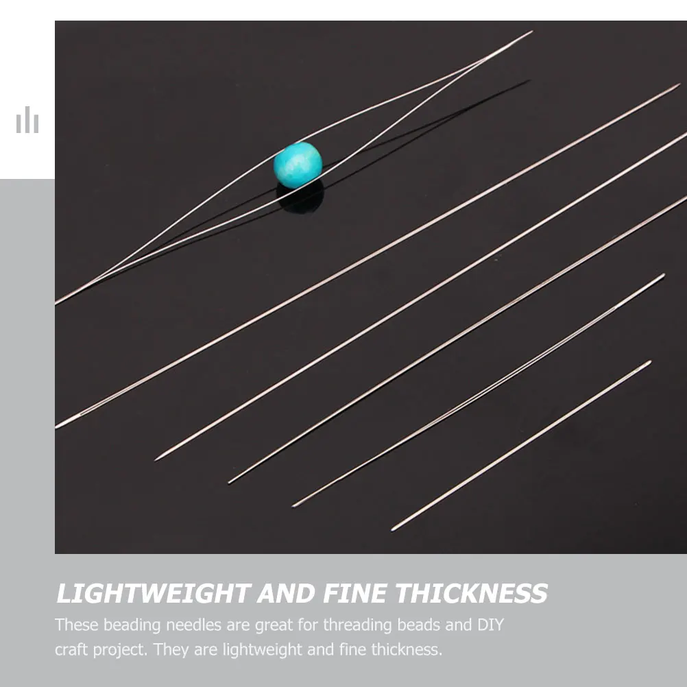 

1 set Stainless Steel Beading Needles Threading Tool Jewelry Making Sewing Kit Embroidery Supplies Crafts Decoration Clear